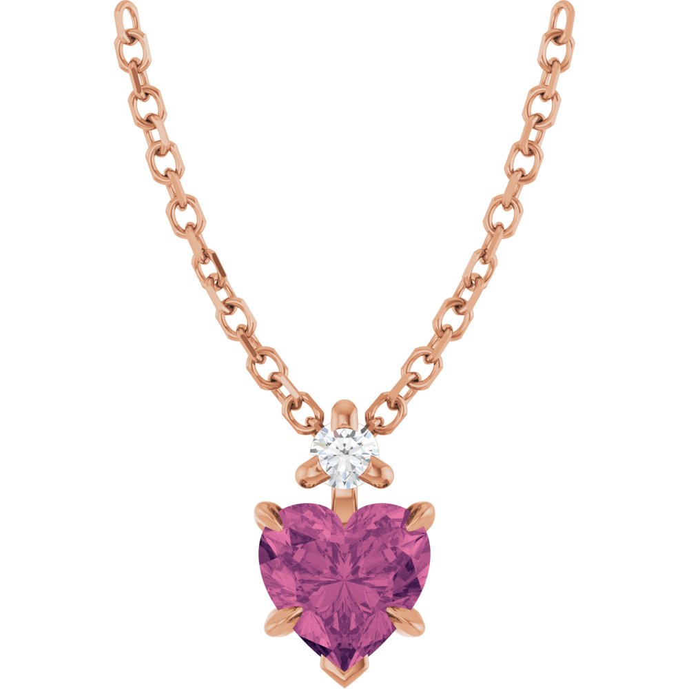 Heartfelt Radiance 14k Gold Diamond & Heart Necklace